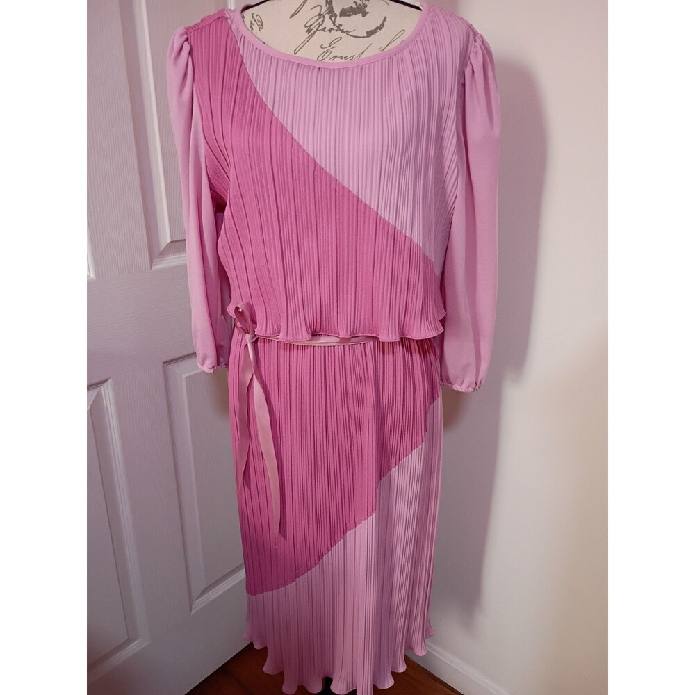 vintage Riccardo pleated colorblock midi dress Size 18 Skuoo83